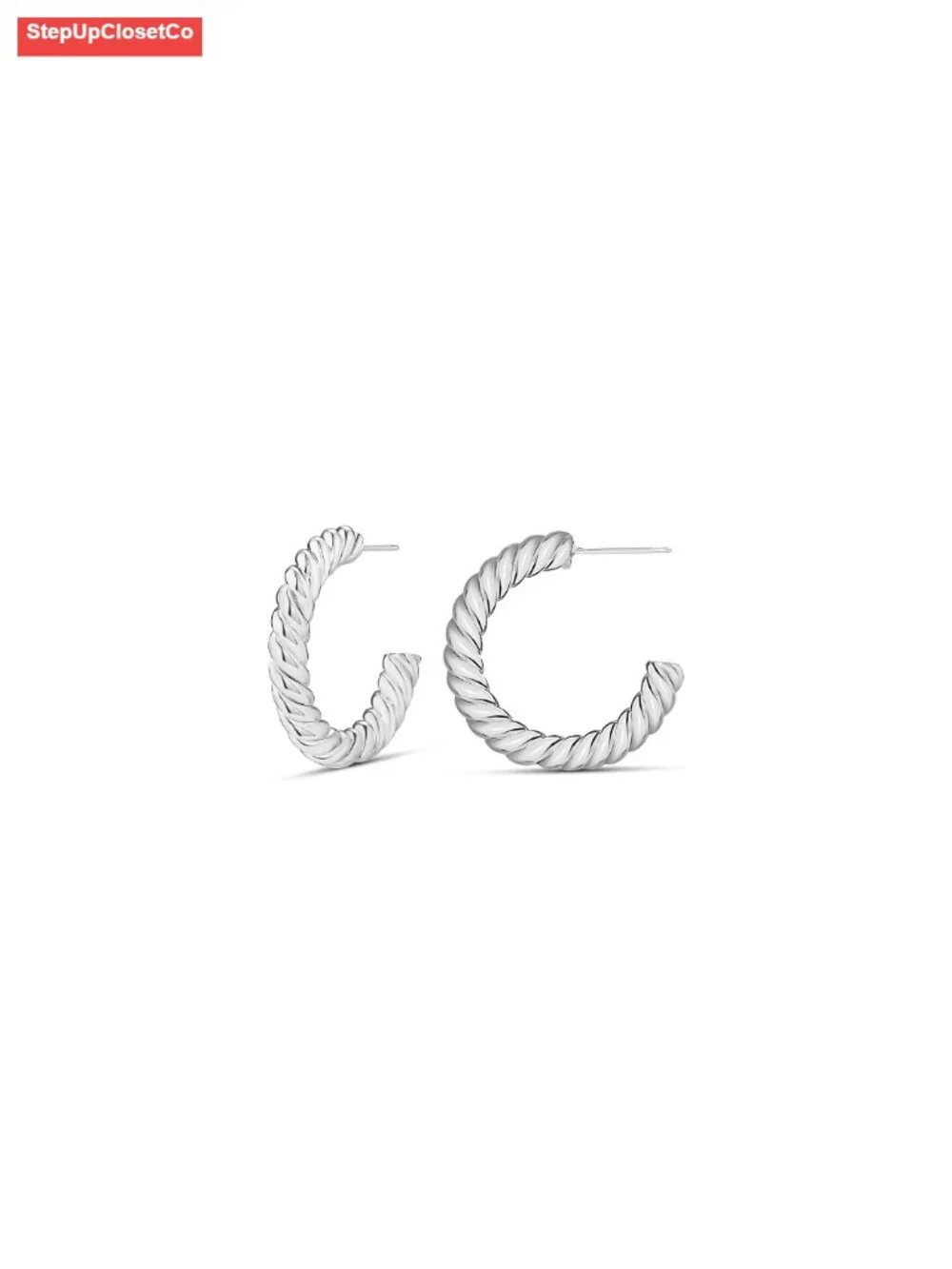 Sterling Silver Twisted Rope Hoop Earrings Hypoallergenic